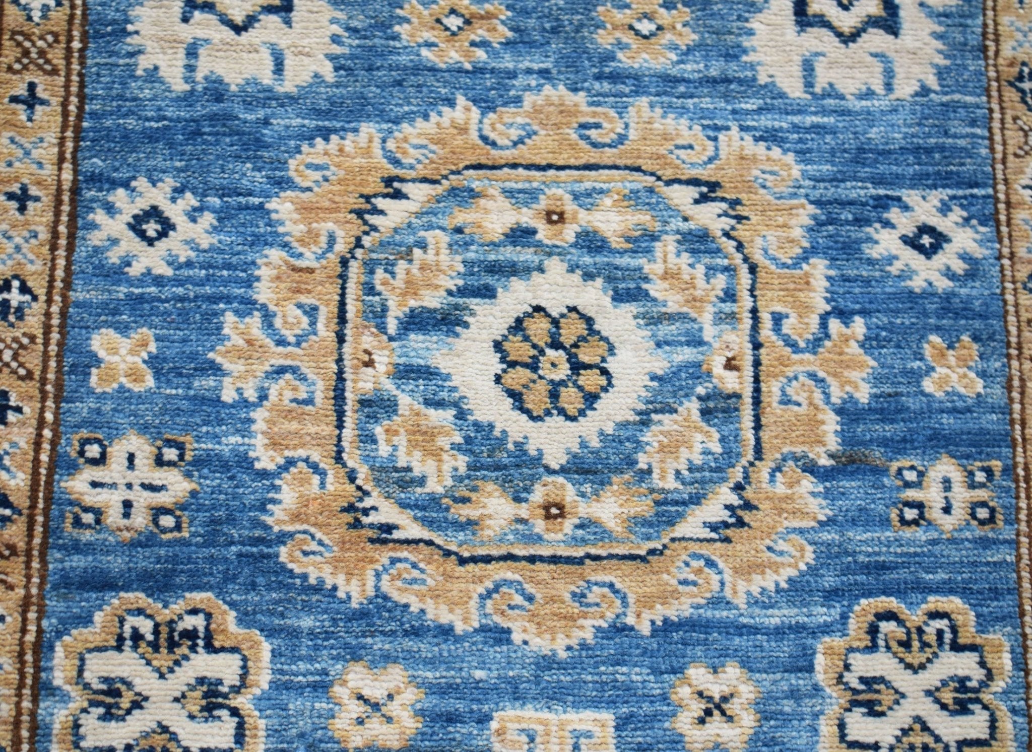 Handmade Super Afghan Kazakh Hallway Runner | 777 x 88 cm | 25'6" x 2'11" - Najaf Rugs & Textile