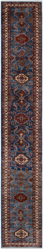 Handmade Super Kazakh Hallway Runner | 571 x 74 cm | 18'9" x 2'5" - Najaf Rugs & Textile