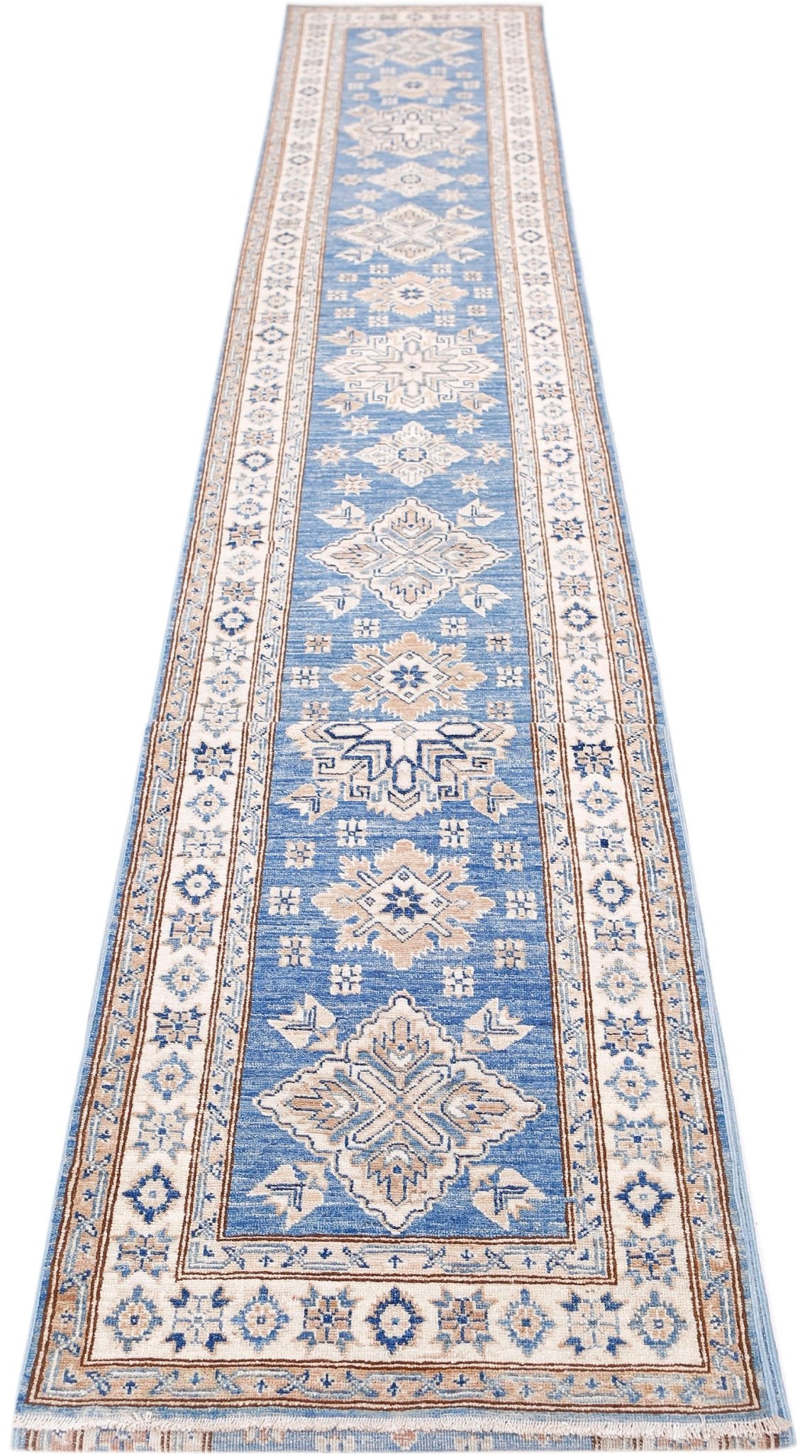 Handmade Super Kazakh Hallway Runner | 579 x 72 cm | 19' x 2'4" - Najaf Rugs & Textile