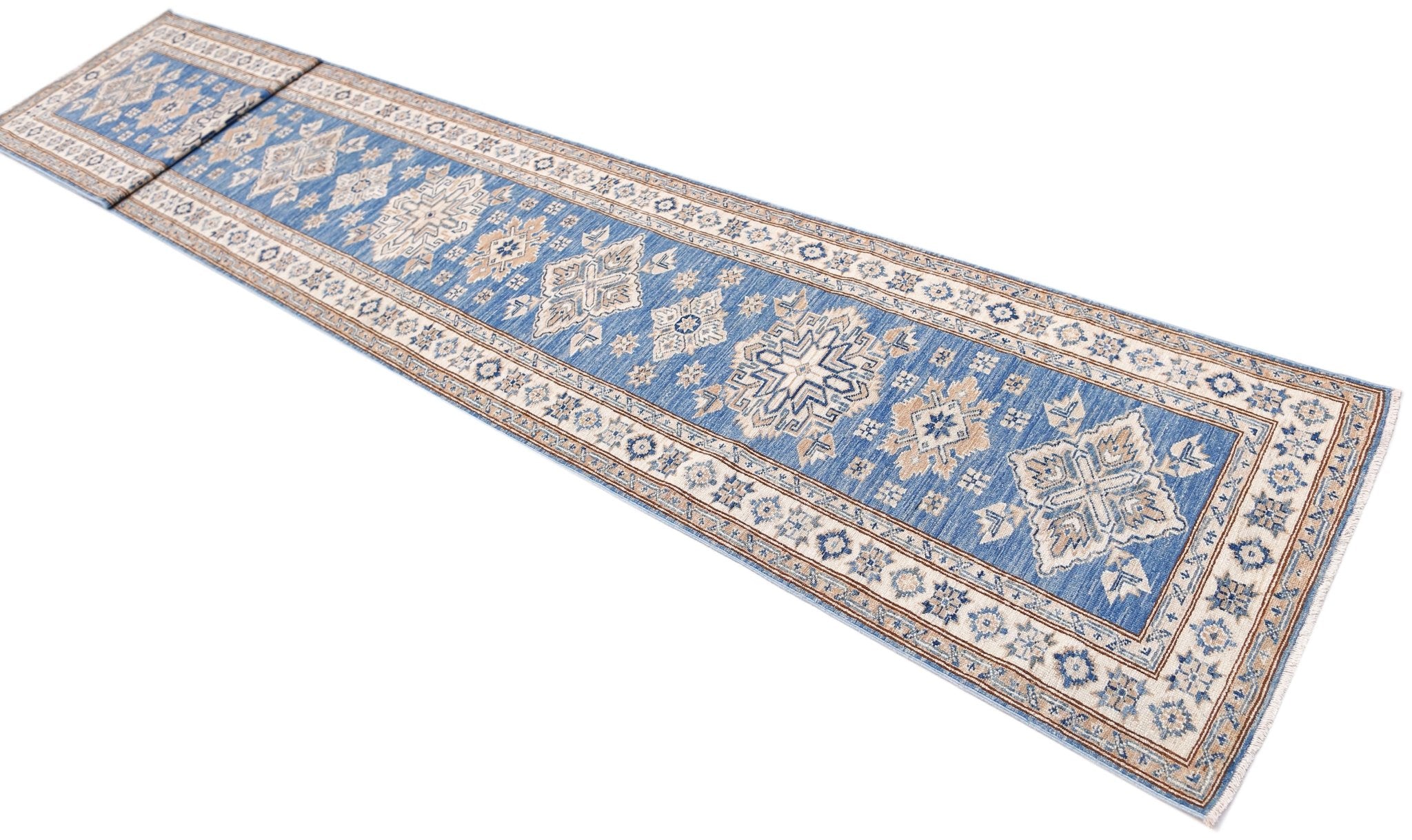 Handmade Super Kazakh Hallway Runner | 579 x 72 cm | 19' x 2'4" - Najaf Rugs & Textile