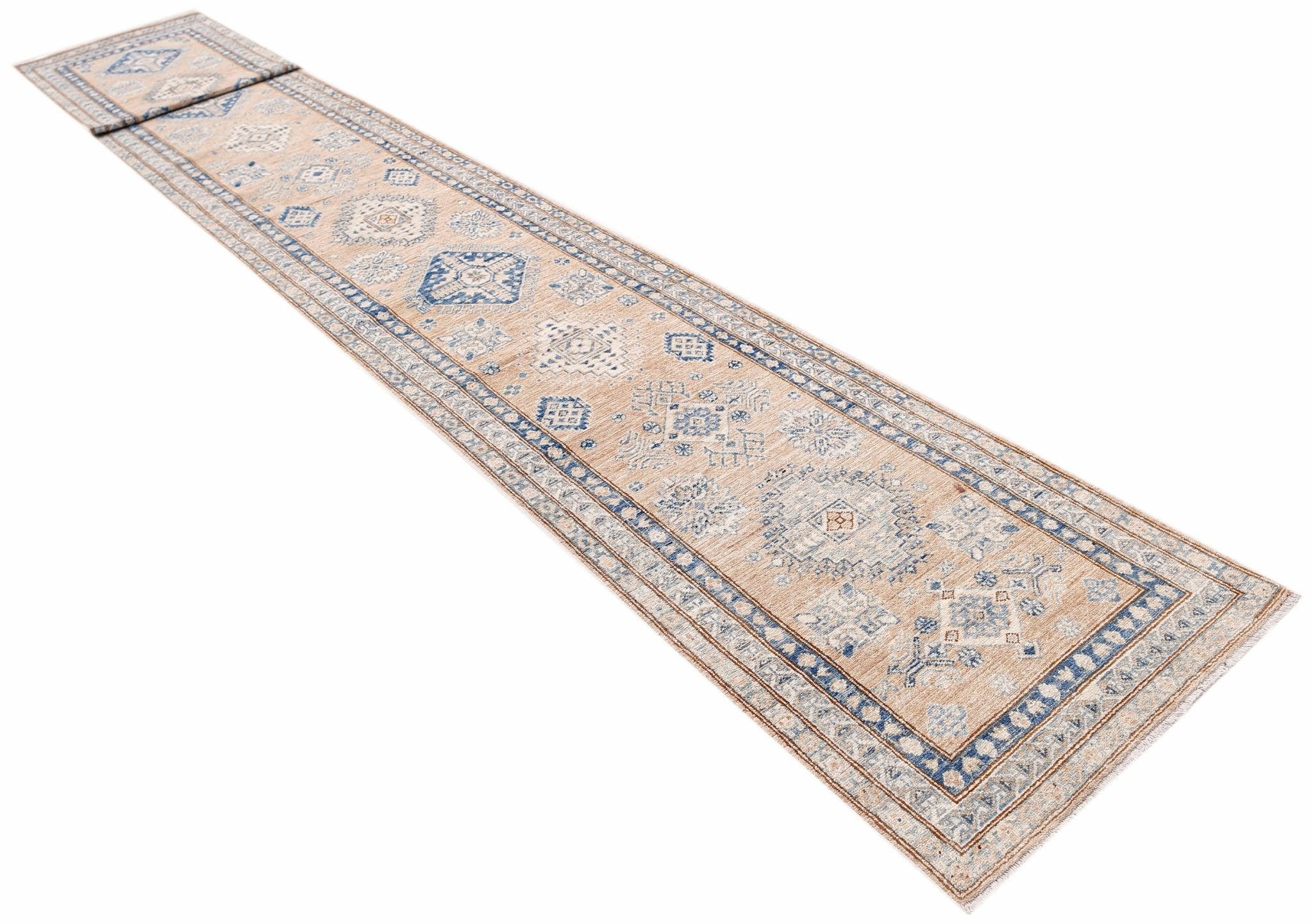 Handmade Super Kazakh Hallway Runner | 584 x 74 cm | 19'2" x 2'5" - Najaf Rugs & Textile