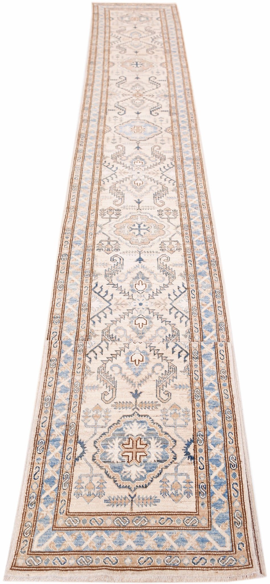 Handmade Super Kazakh Hallway Runner | 584 x 74 cm | 19'2" x 2'5" - Najaf Rugs & Textile