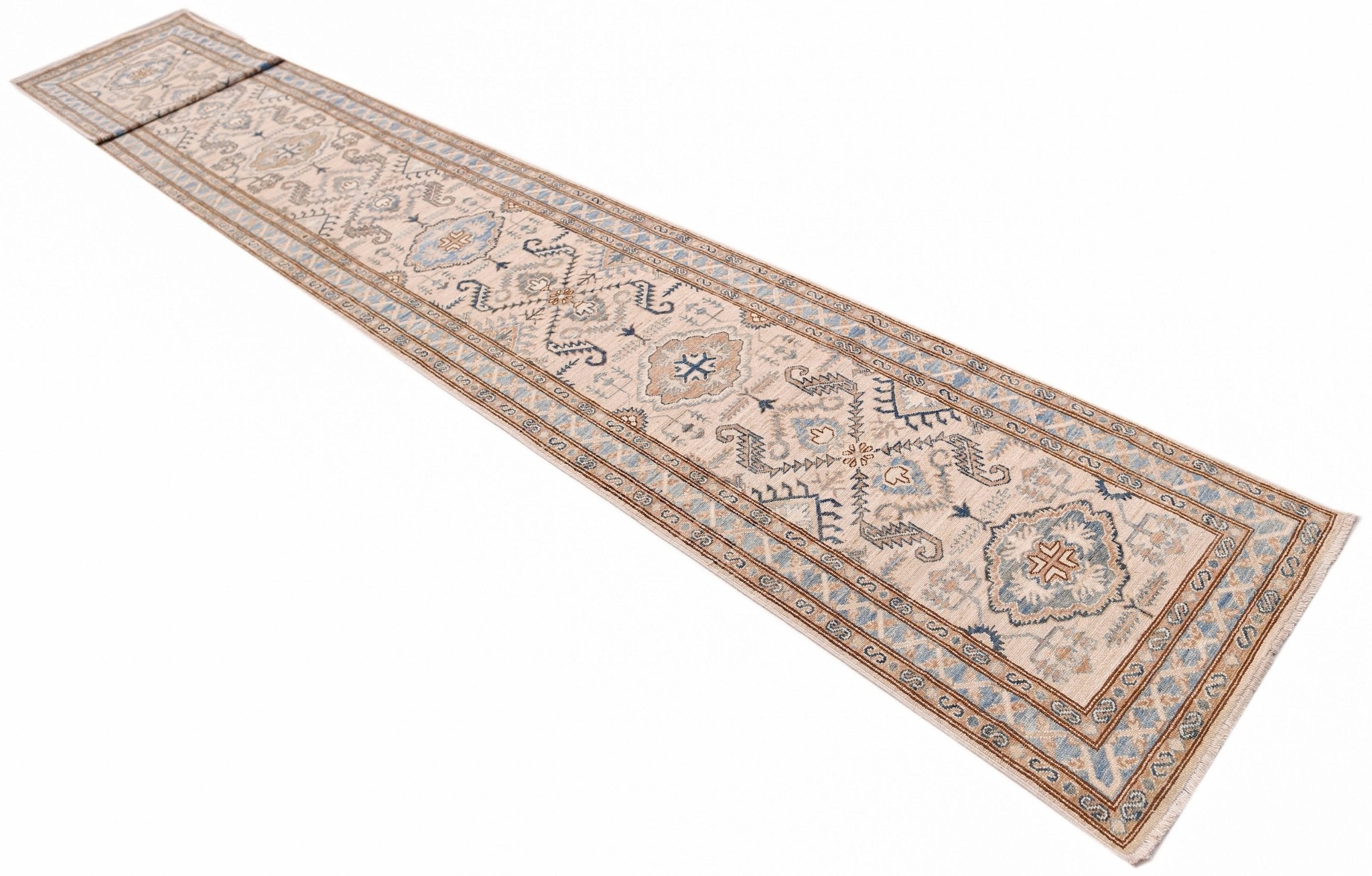 Handmade Super Kazakh Hallway Runner | 584 x 74 cm | 19'2" x 2'5" - Najaf Rugs & Textile