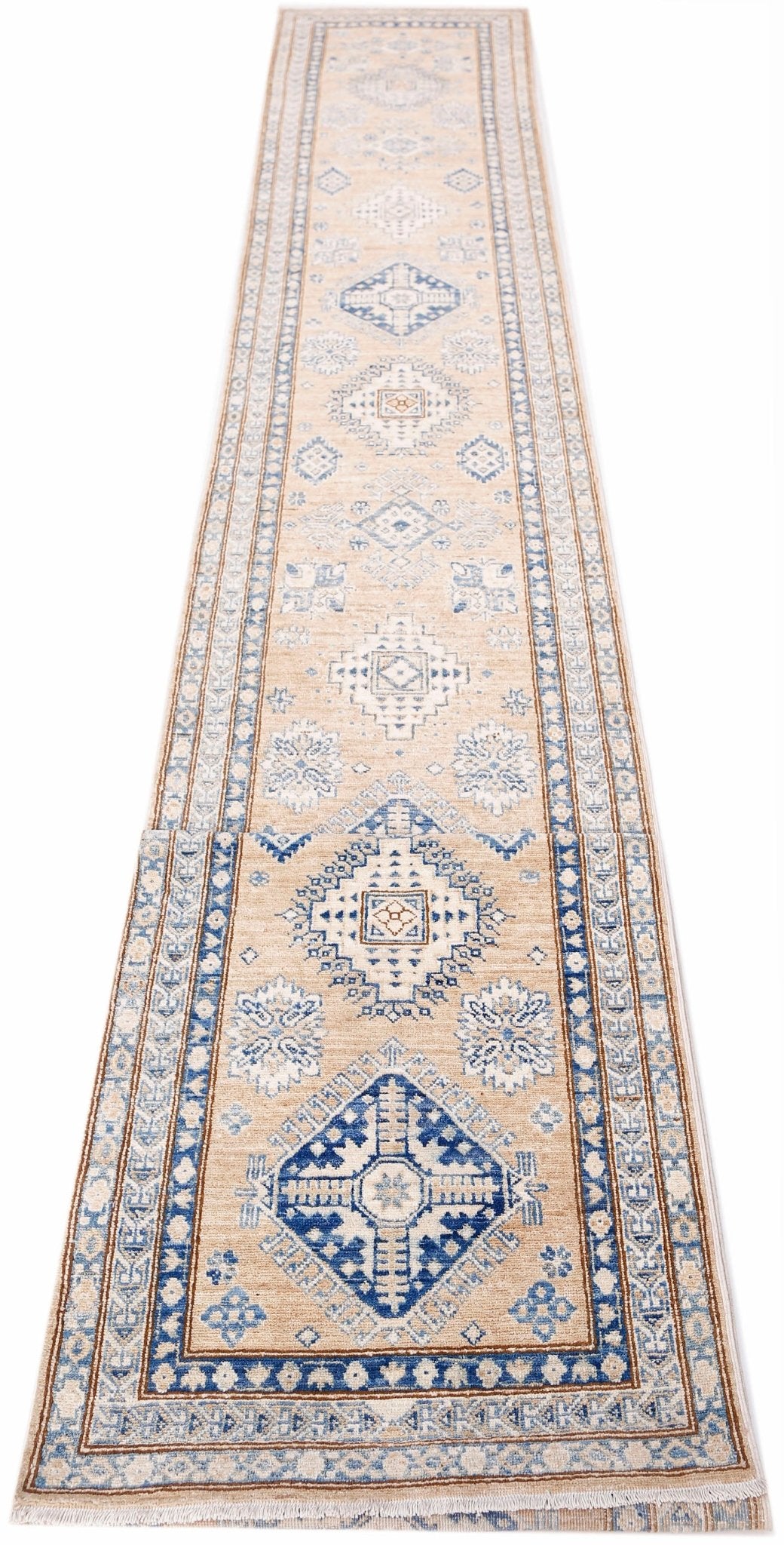 Handmade Super Kazakh Hallway Runner | 584 x 76 cm | 19'2" x 2'6" - Najaf Rugs & Textile