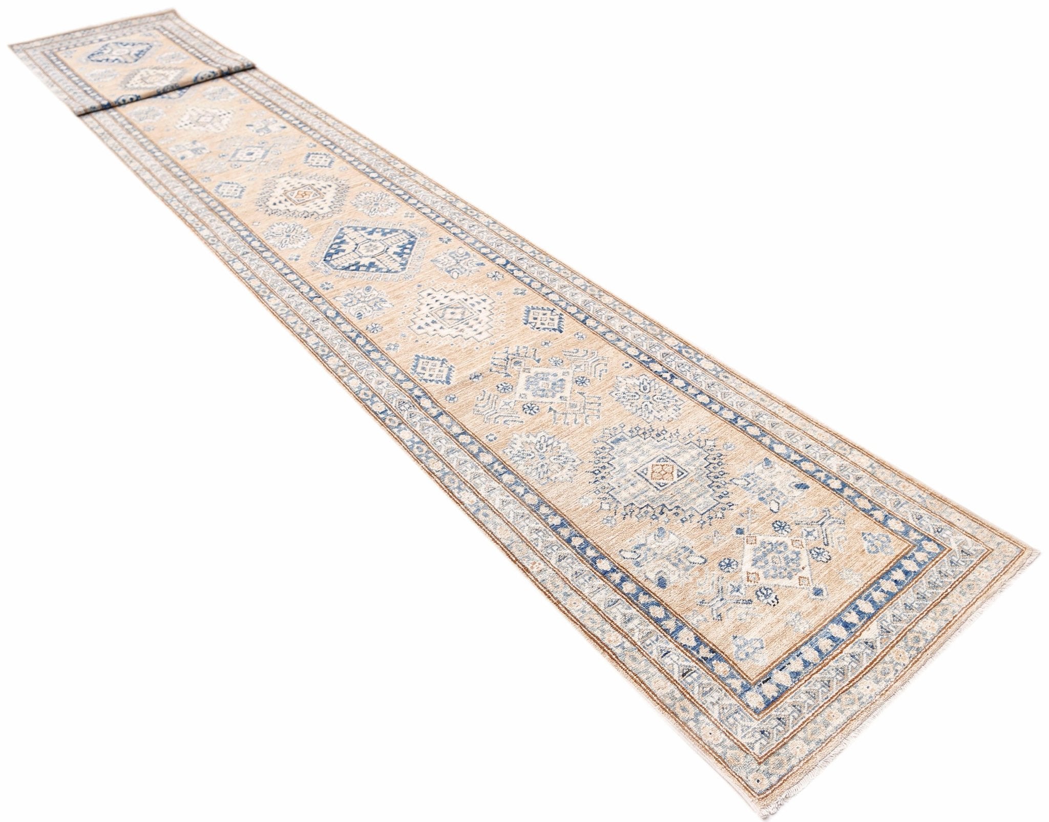 Handmade Super Kazakh Hallway Runner | 584 x 76 cm | 19'2" x 2'6" - Najaf Rugs & Textile