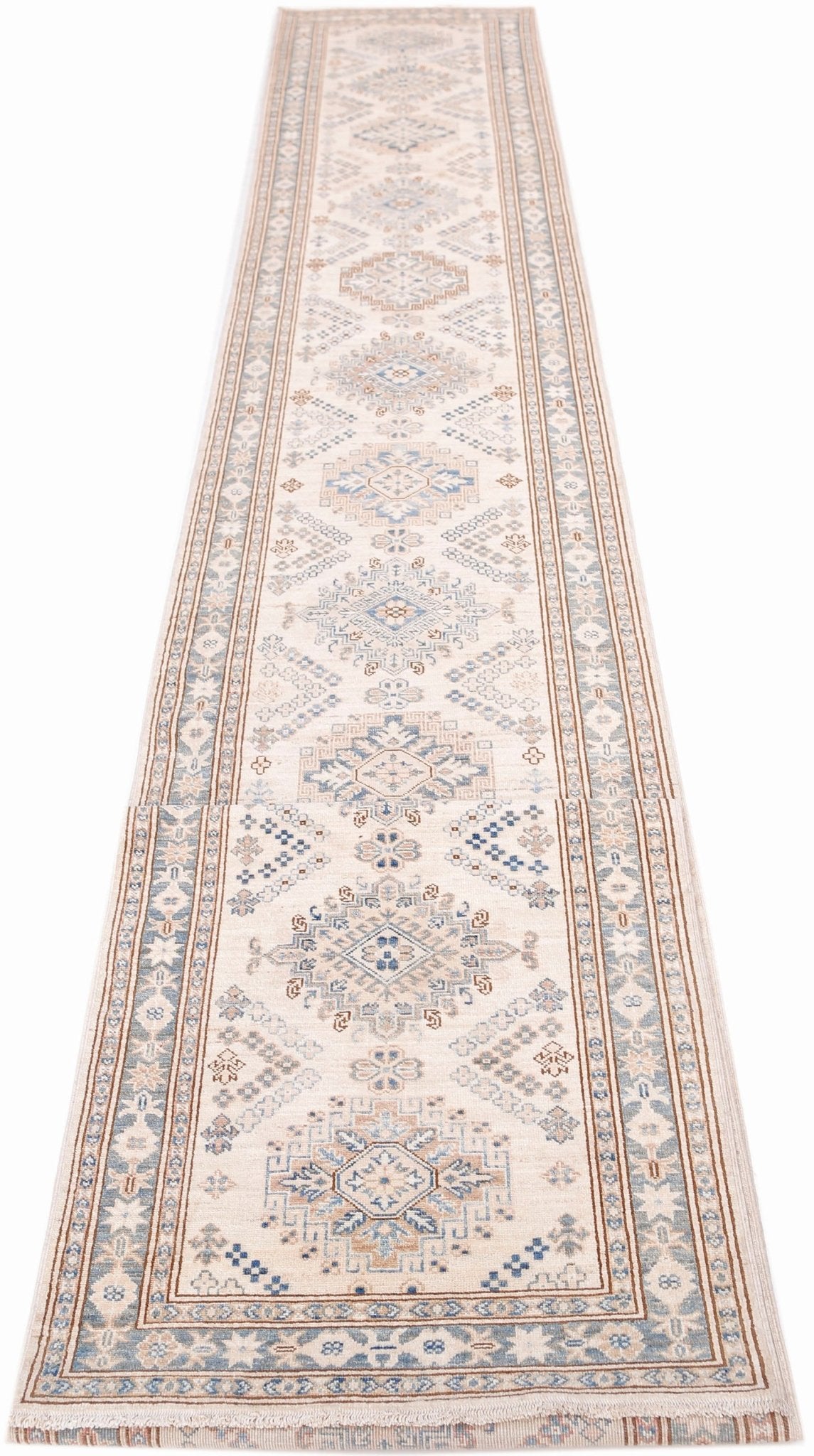 Handmade Super Kazakh Hallway Runner | 586 x 82 cm | 19'3" x 2'8" - Najaf Rugs & Textile