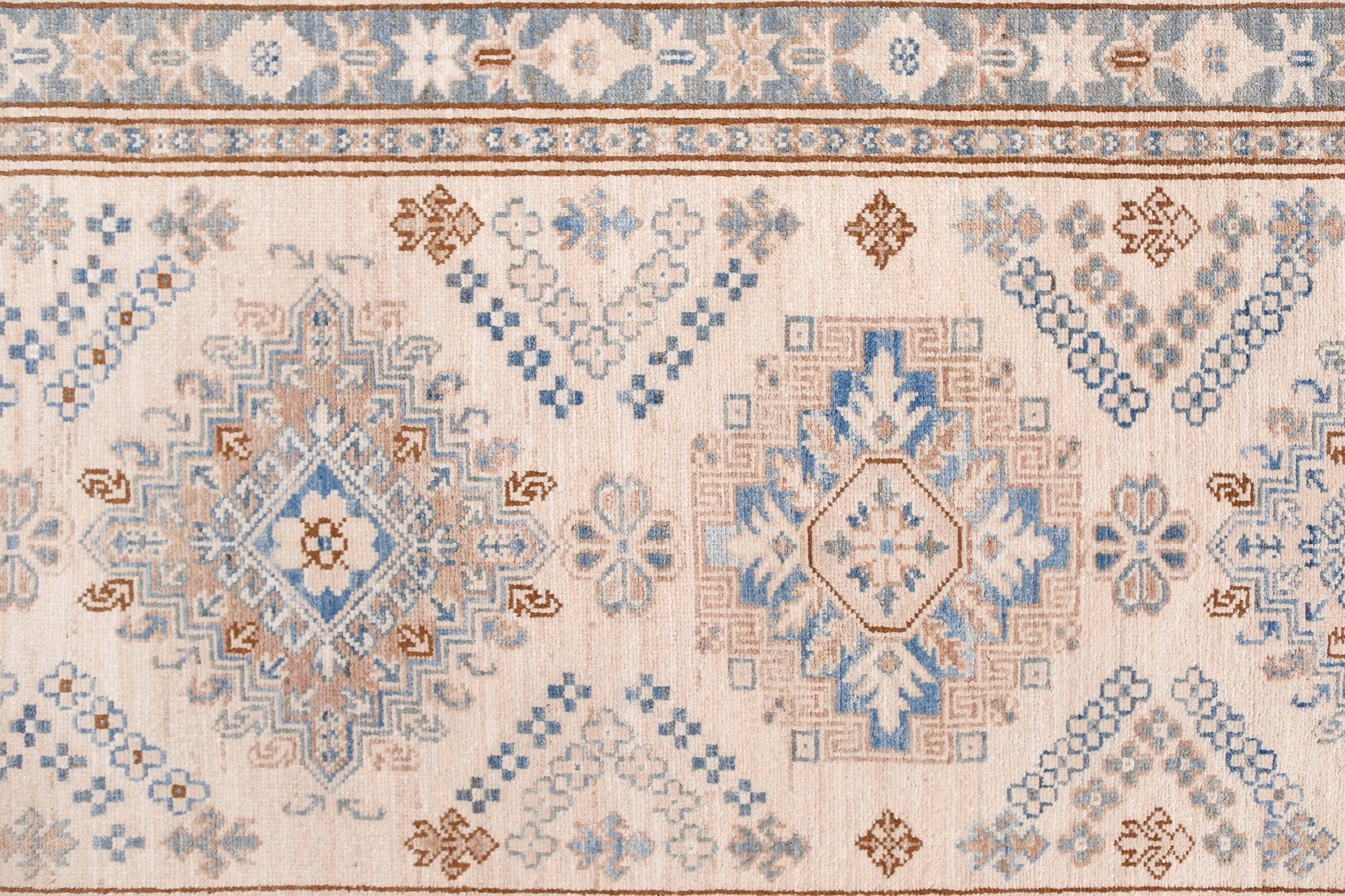 Handmade Super Kazakh Hallway Runner | 586 x 82 cm | 19'3" x 2'8" - Najaf Rugs & Textile