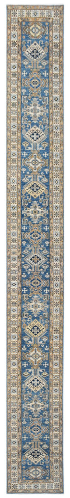 Handmade Super Kazakh Hallway Runner | 594 x 74 cm | 19'6" x 2'6" - Najaf Rugs & Textile