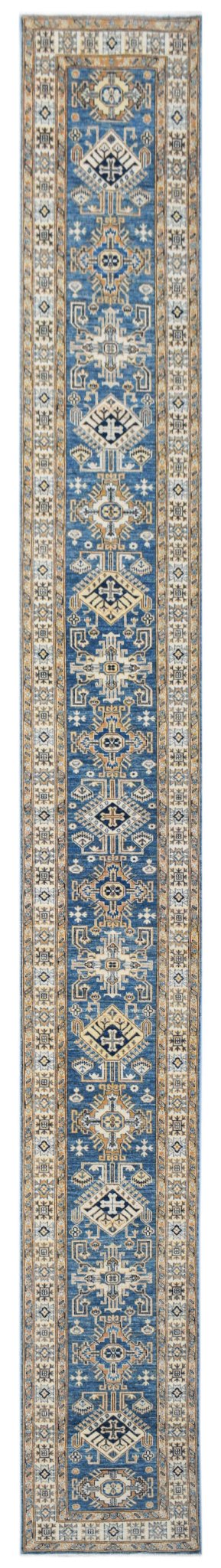 Handmade Super Kazakh Hallway Runner | 594 x 74 cm | 19'6" x 2'6" - Najaf Rugs & Textile