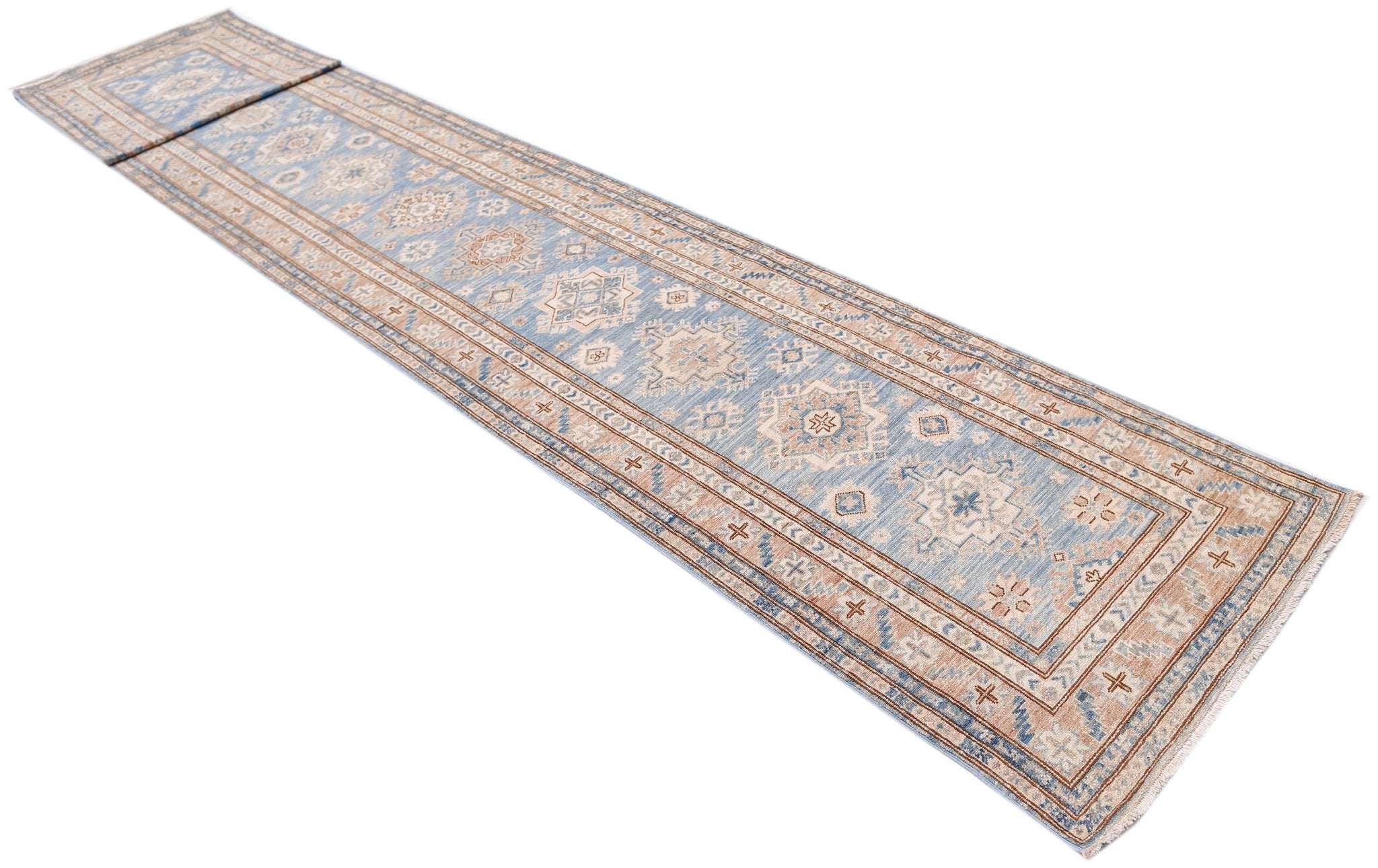 Handmade Super Kazakh Hallway Runner | 604 x 87 cm | 19'10" x 2'10" - Najaf Rugs & Textile