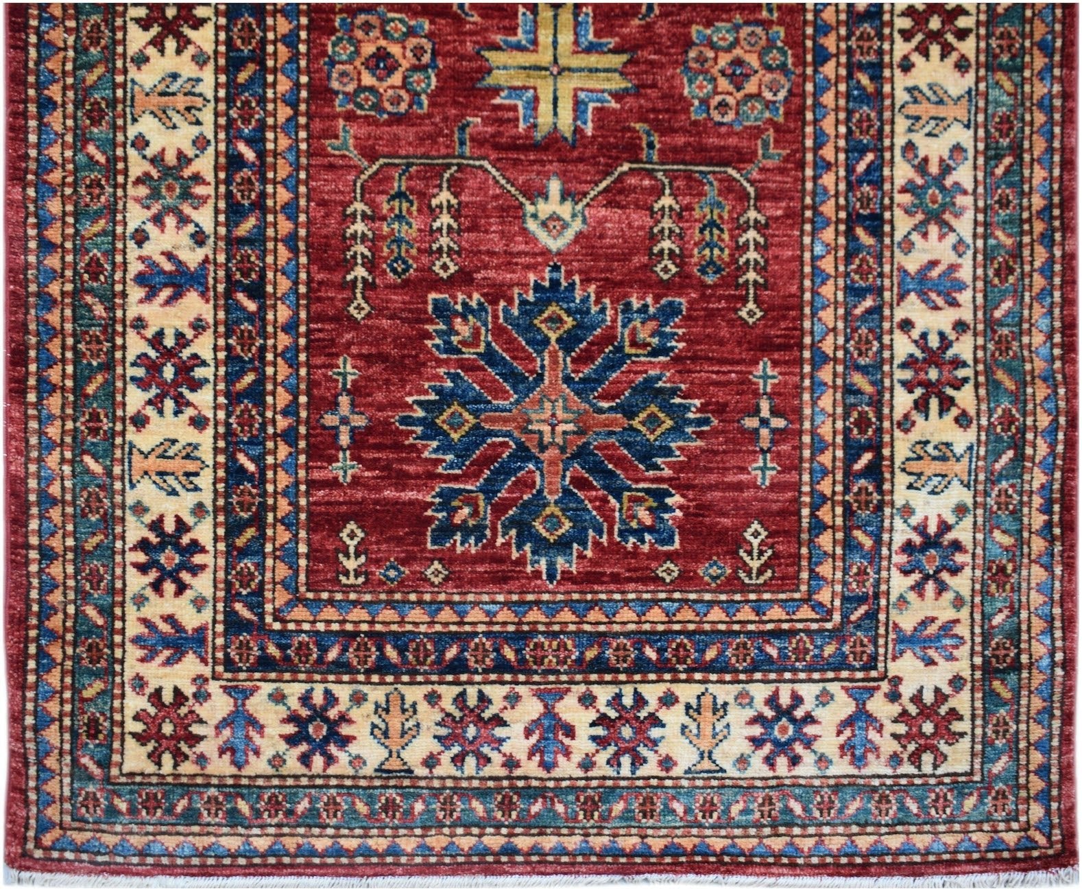 Handmade Super Kazakh Hallway Runner | 622 x 90 cm | 20'5" x 3' - Najaf Rugs & Textile