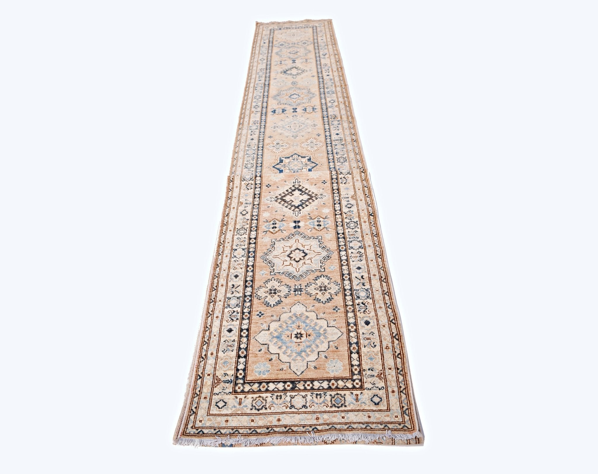 Handmade Super Kazakh Hallway Runner | 712 x 88 cm | 23'5" x 2'11" - Najaf Rugs & Textile