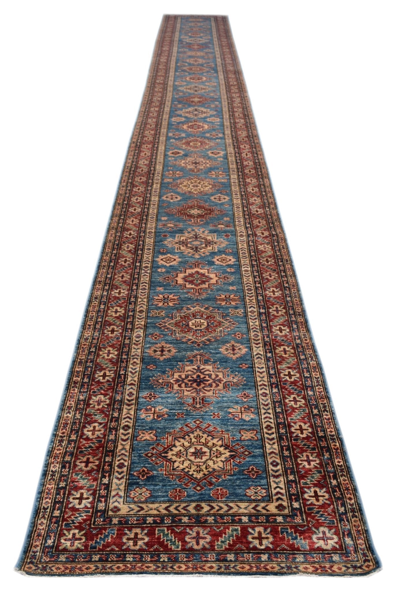 Handmade Super Kazakh Hallway Runner | 824 x 86 cm | 27'1" x 2'9" - Najaf Rugs & Textile