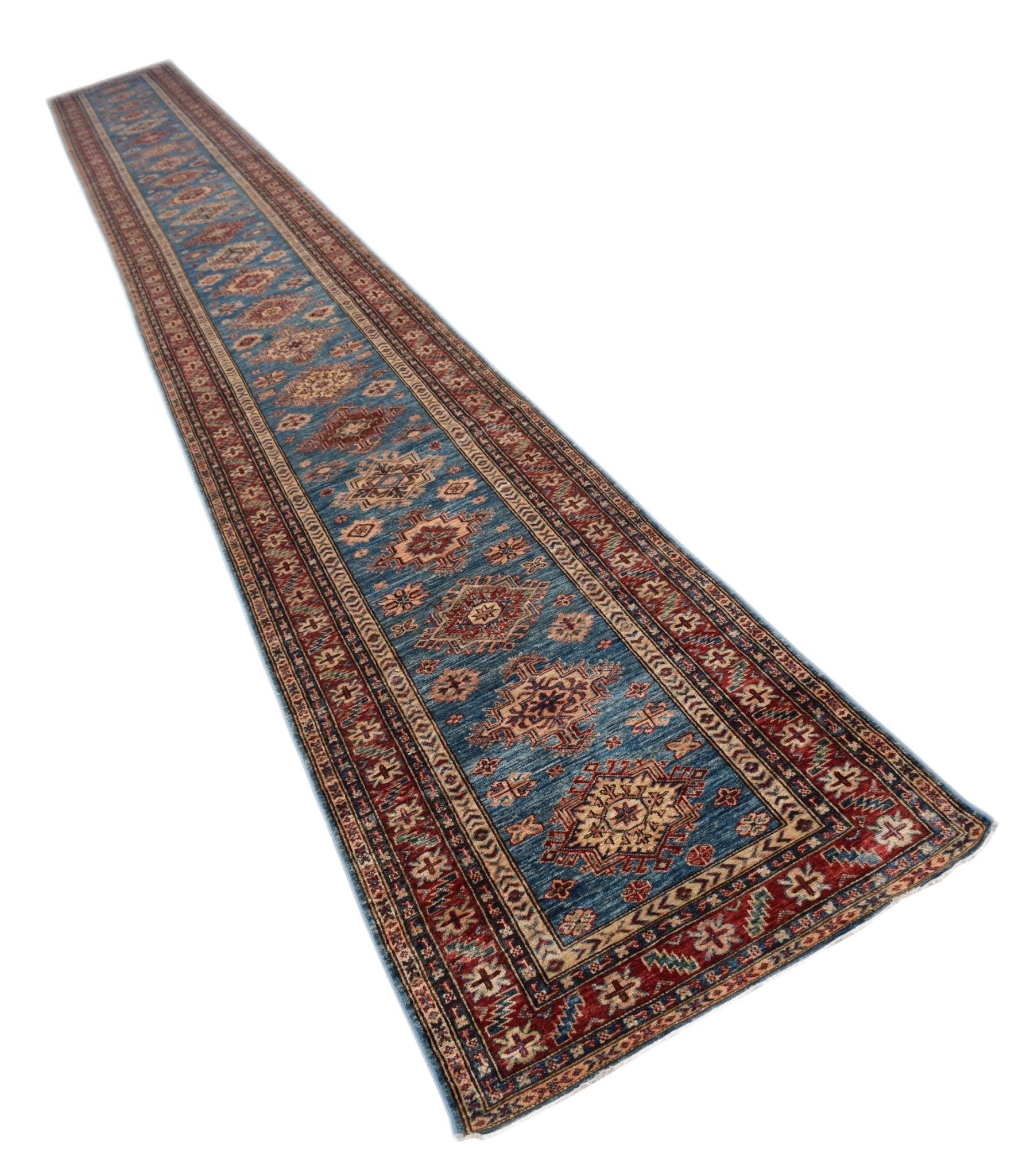 Handmade Super Kazakh Hallway Runner | 824 x 86 cm | 27'1" x 2'9" - Najaf Rugs & Textile