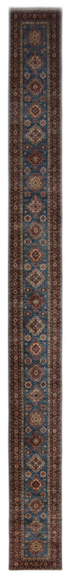 Handmade Super Kazakh Hallway Runner | 824 x 86 cm | 27'1" x 2'9" - Najaf Rugs & Textile