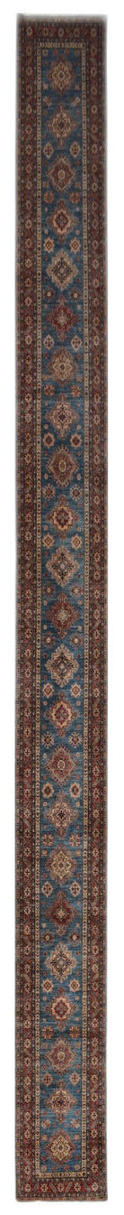 Handmade Super Kazakh Hallway Runner | 824 x 86 cm | 27'1" x 2'9" - Najaf Rugs & Textile