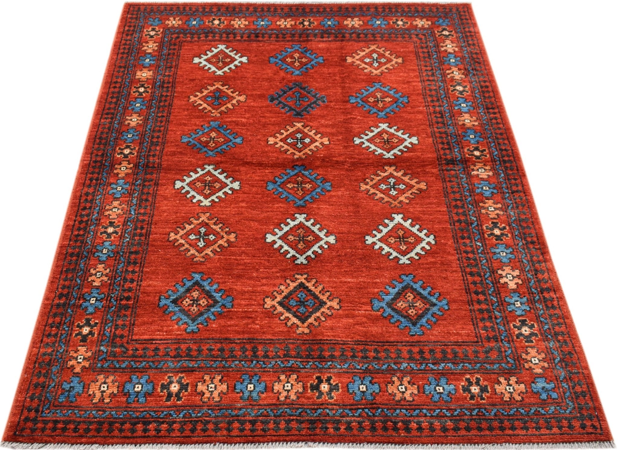 Handmade Traditional Afgan Chobi Rug | 199 x 151 cm | 6'6" x 4'11" - Najaf Rugs & Textile