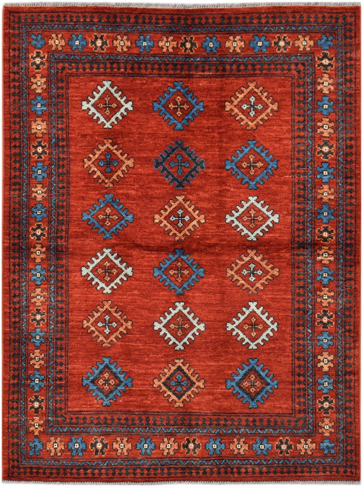 Handmade Traditional Afgan Chobi Rug | 199 x 151 cm | 6'6" x 4'11" - Najaf Rugs & Textile