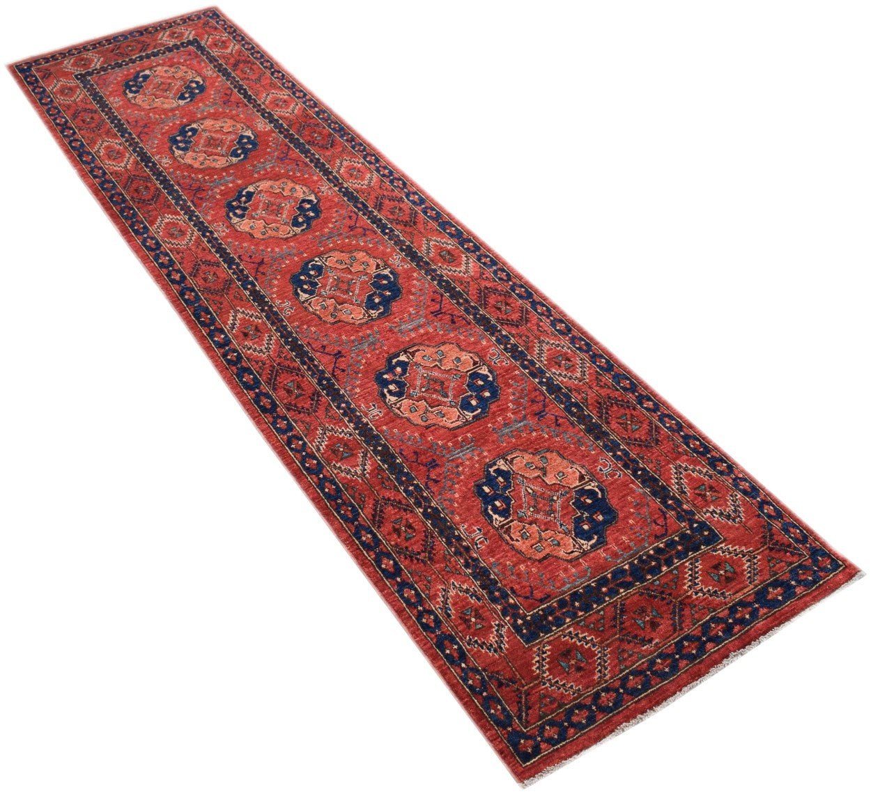 Handmade Traditional Afghan Bokhara Hallway Runner | 301 x 80 cm | 9'11" x 2'8" - Najaf Rugs & Textile