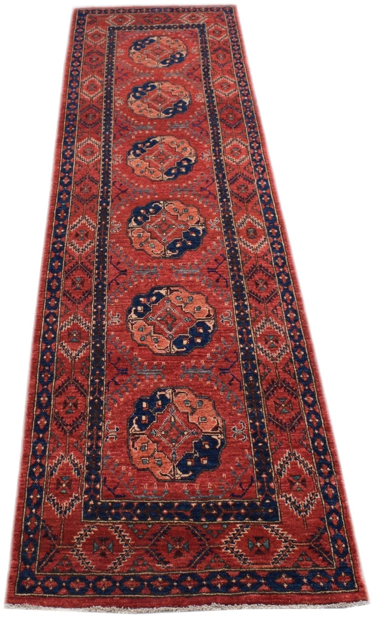 Handmade Traditional Afghan Bokhara Hallway Runner | 301 x 80 cm | 9'11" x 2'8" - Najaf Rugs & Textile