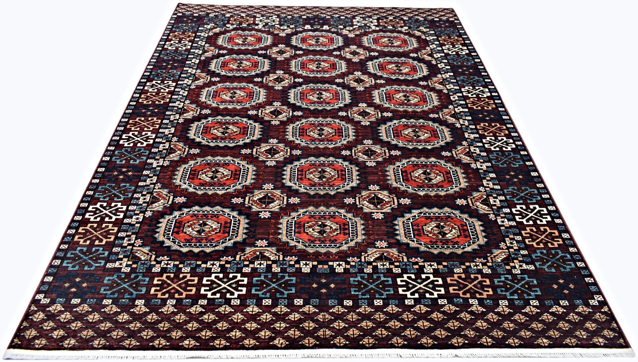 Handmade Traditional Afghan Chobi Rug | 244 x 181 cm | 8' x 5'11" - Najaf Rugs & Textile