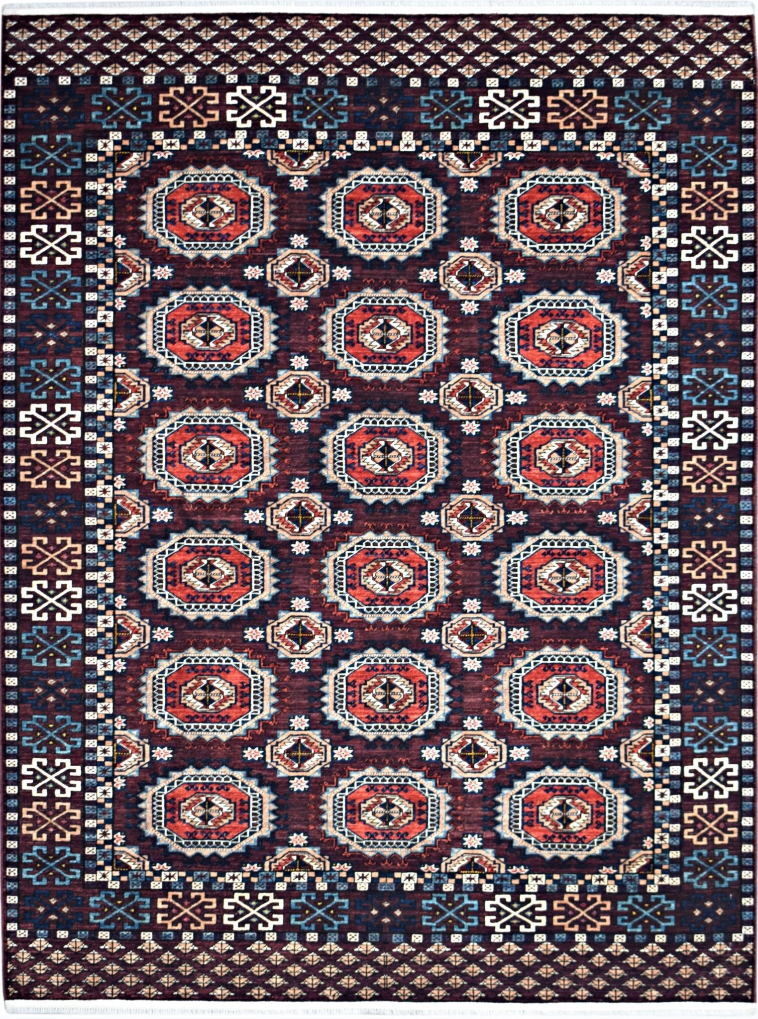 Handmade Traditional Afghan Chobi Rug | 244 x 181 cm | 8' x 5'11" - Najaf Rugs & Textile