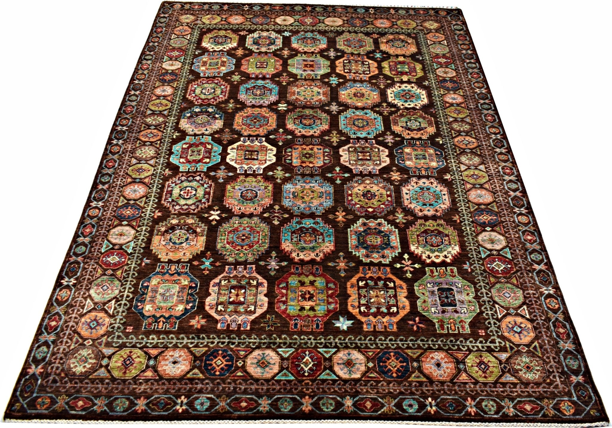 Handmade Traditional Afghan Chobi Rug | 291 x 200 cm | 9'7" x 6'7" - Najaf Rugs & Textile