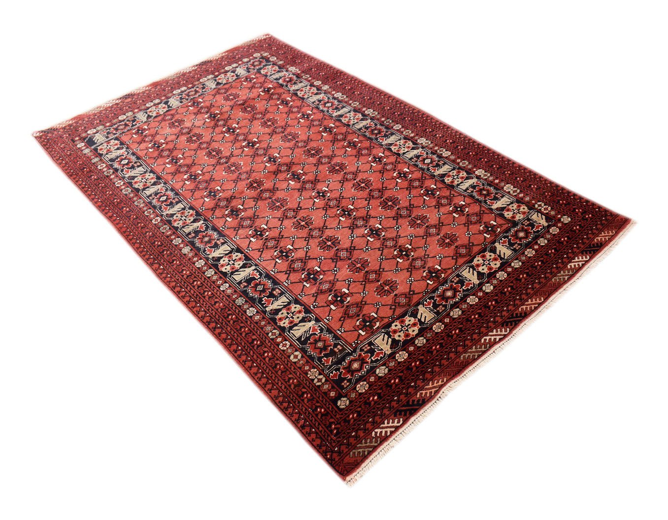 Handmade Traditional Afghan Turkmen Rug | 239 x 151 cm | 7'10" x 5' - Najaf Rugs & Textile