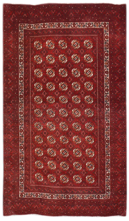 Handmade Traditional Afghan Turkmen Rug | 243 x 157 cm | 8' x 5'2" - Najaf Rugs & Textile