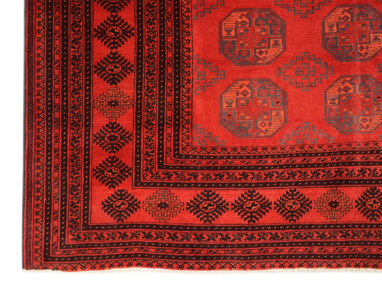 Handmade Traditional Afghan Turkmen Rug | 288 x 205 cm | 9'6" x 6'9" - Najaf Rugs & Textile