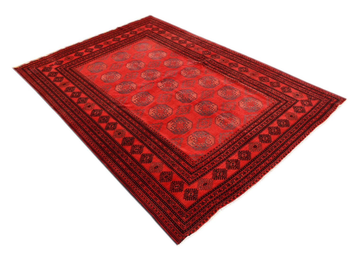 Handmade Traditional Afghan Turkmen Rug | 288 x 205 cm | 9'6" x 6'9" - Najaf Rugs & Textile