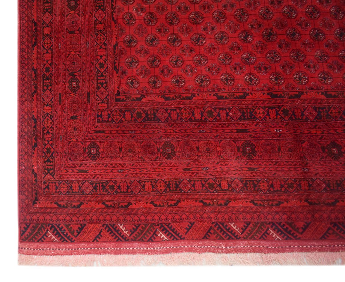 Handmade Traditional Afghan Turkmen Rug | 291 x 200 cm | 9'7" x 6'7" - Najaf Rugs & Textile