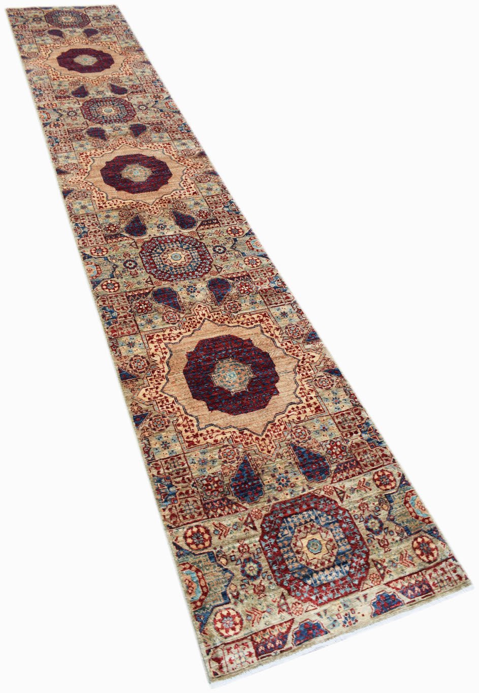 Handmade Traditional Mamluk Hallway Runner | 420 x 75 cm | 13'10" x 2'6" - Najaf Rugs & Textile