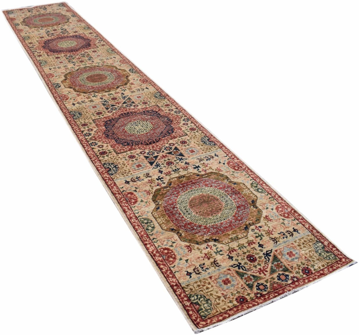 Handmade Traditional Mamluk Hallway Runner | 437 x 75 cm | 14'3" x 2'4" - Najaf Rugs & Textile