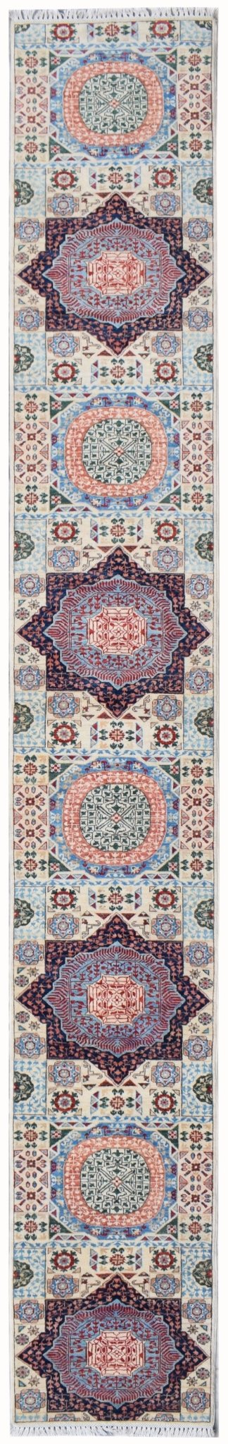 Handmade Traditional Mamluk Hallway Runner | 578 x 76 cm | 19' x 2'6" - Najaf Rugs & Textile