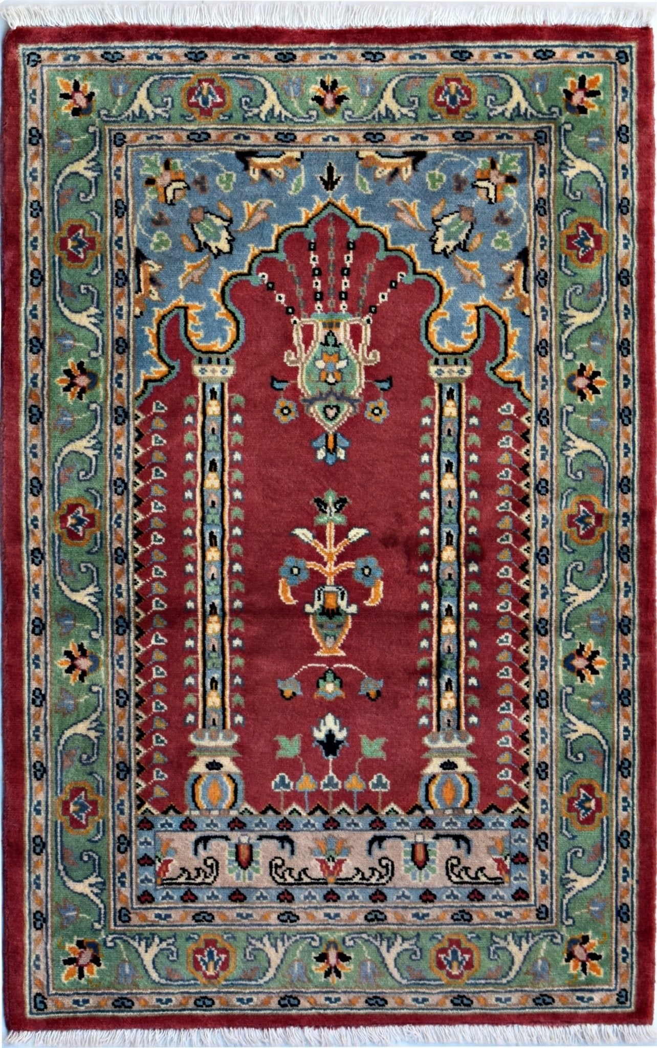 Handmade Traditional Prayer Rug | 121 x 80 cm | 4' x 2'8" - Najaf Rugs & Textile