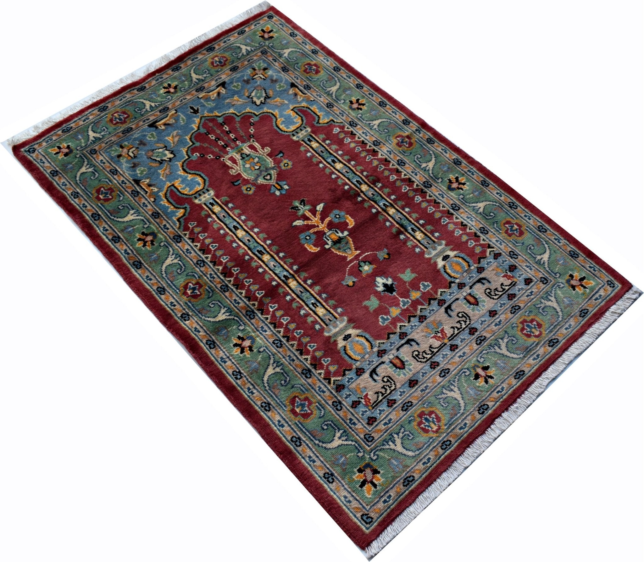 Handmade Traditional Prayer Rug | 121 x 80 cm | 4' x 2'8" - Najaf Rugs & Textile