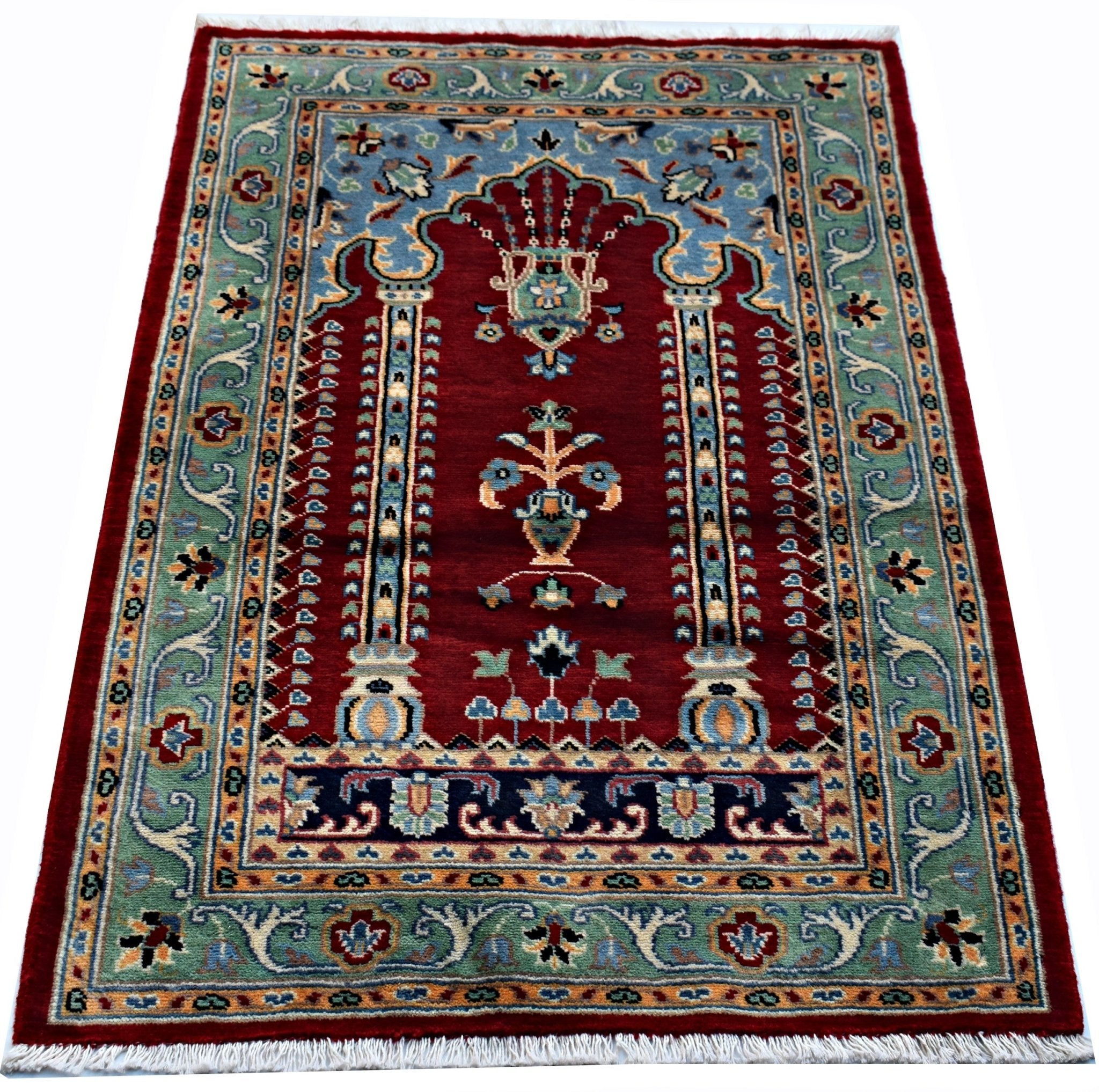 Handmade Traditional Prayer Rug | 122 x 80 cm | 4' x 2'8" - Najaf Rugs & Textile