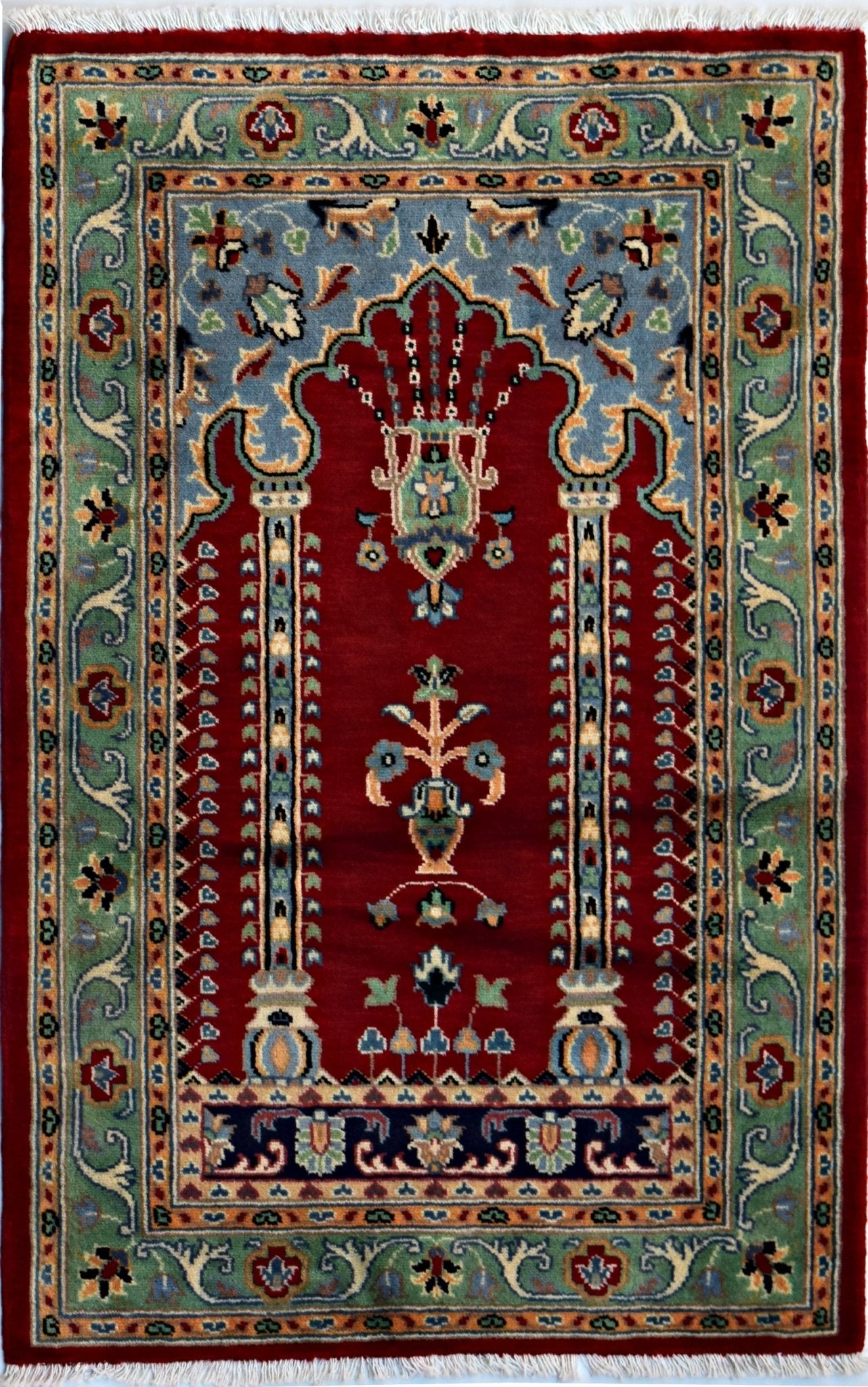 Handmade Traditional Prayer Rug | 122 x 80 cm | 4' x 2'8" - Najaf Rugs & Textile