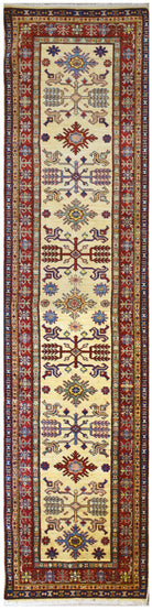 Handmade Traditional Super Kazakh Hallway Runner | 290 x 76 cm | 9'5" x 2'5" - Najaf Rugs & Textile