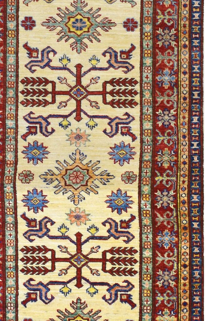 Handmade Traditional Super Kazakh Hallway Runner | 290 x 76 cm | 9'5" x 2'5" - Najaf Rugs & Textile