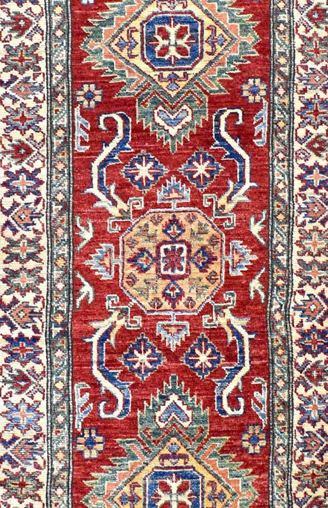 Handmade Traditional Super Kazakh Hallway Runner | 292 x 78 cm | 9'5 x 2'5" - Najaf Rugs & Textile