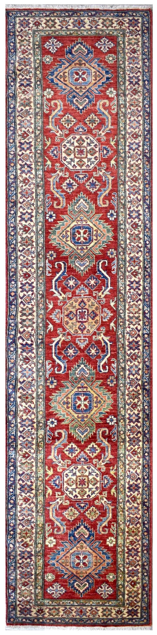 Handmade Traditional Super Kazakh Hallway Runner | 292 x 78 cm | 9'5 x 2'5" - Najaf Rugs & Textile