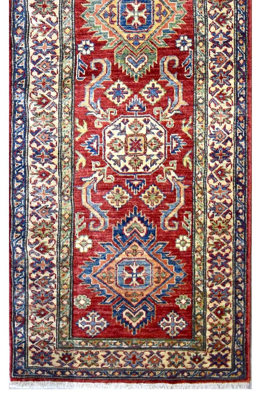 Handmade Traditional Super Kazakh Hallway Runner | 292 x 78 cm | 9'5 x 2'5" - Najaf Rugs & Textile