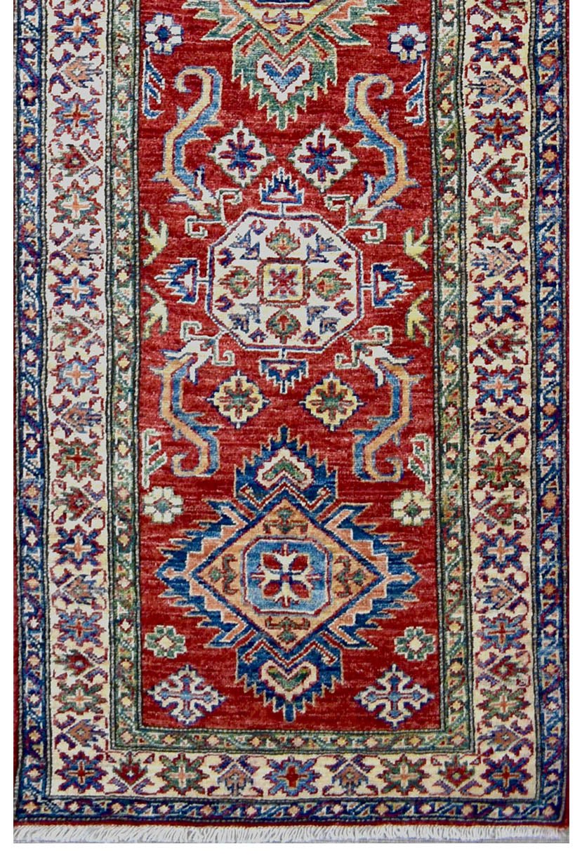 Handmade Traditional Super Kazakh Hallway Runner | 295 x 80 cm | 9'6" x 2'6" - Najaf Rugs & Textile