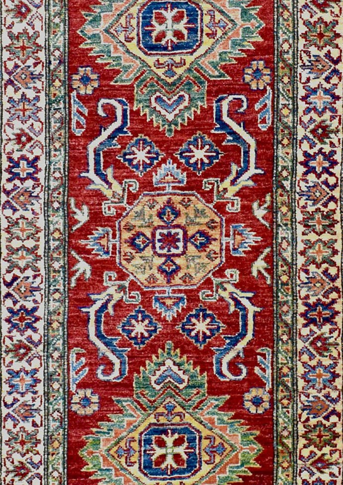 Handmade Traditional Super Kazakh Hallway Runner | 295 x 80 cm | 9'6" x 2'6" - Najaf Rugs & Textile