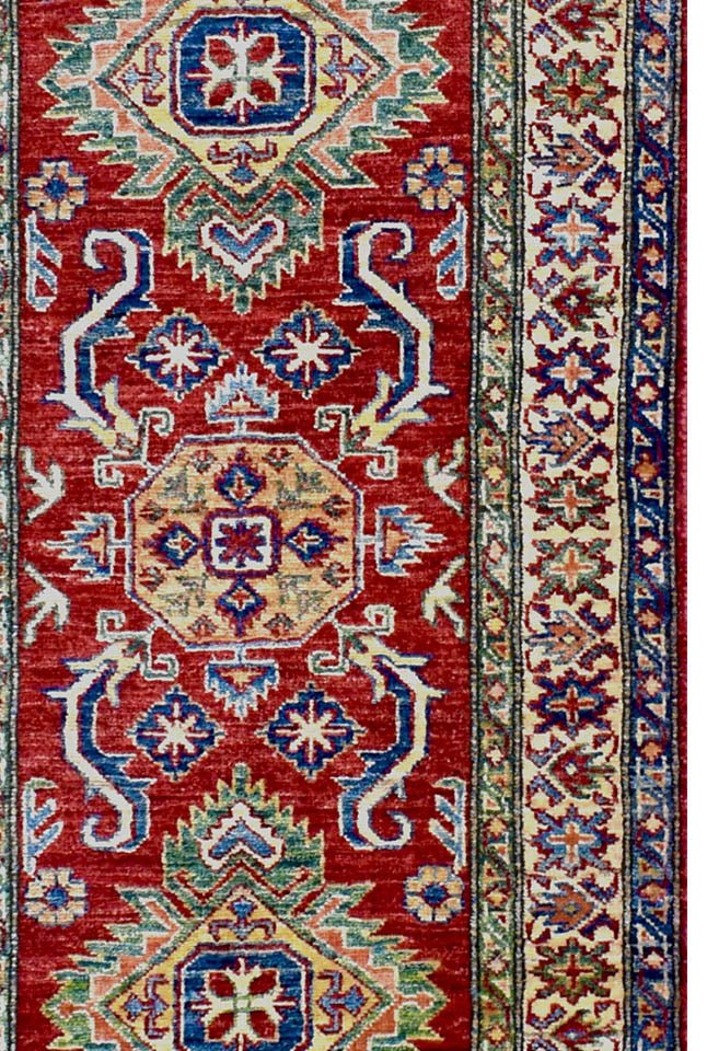 Handmade Traditional Super Kazakh Hallway Runner | 295 x 80 cm | 9'6" x 2'6" - Najaf Rugs & Textile