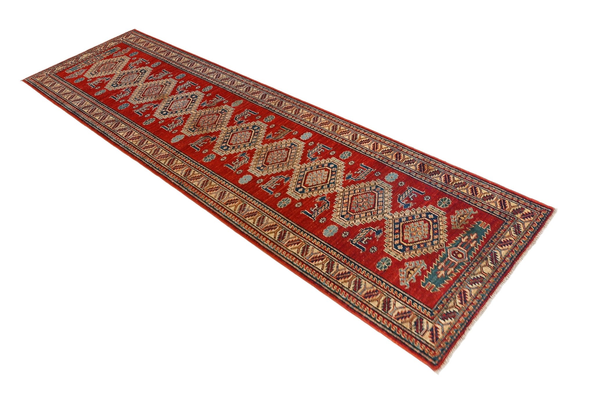 Handmade Traditional Super Kazakh Hallway Runner | 322 x 85 cm | 10'7" x 2'10" - Najaf Rugs & Textile