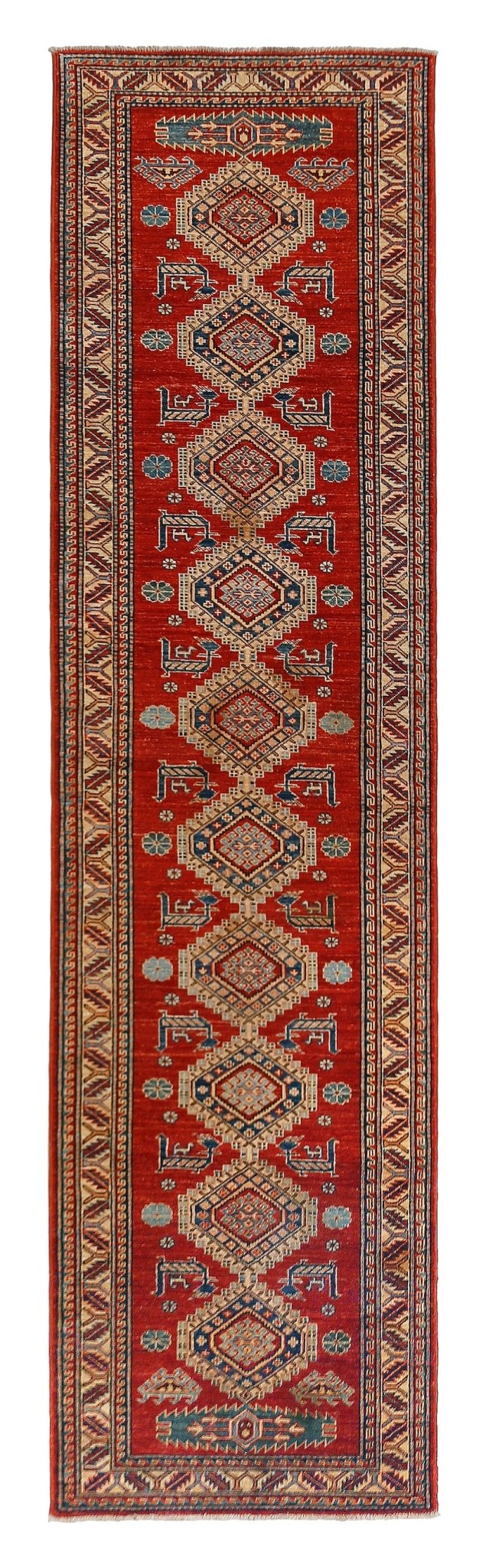 Handmade Traditional Super Kazakh Hallway Runner | 322 x 85 cm | 10'7" x 2'10" - Najaf Rugs & Textile