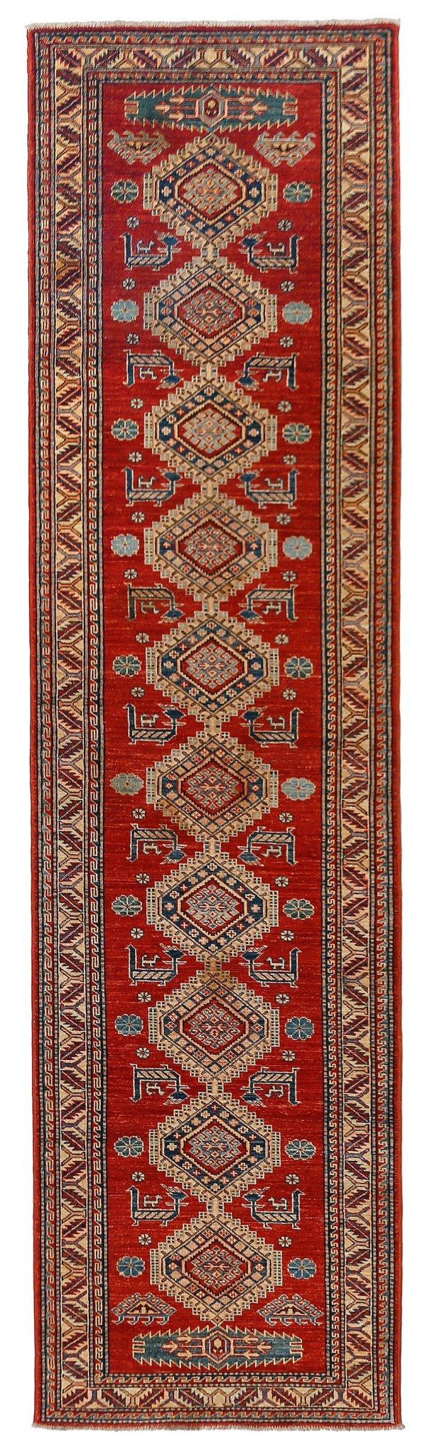 Handmade Traditional Super Kazakh Hallway Runner | 325 x 88 cm | 10'8" x 2'11" - Najaf Rugs & Textile